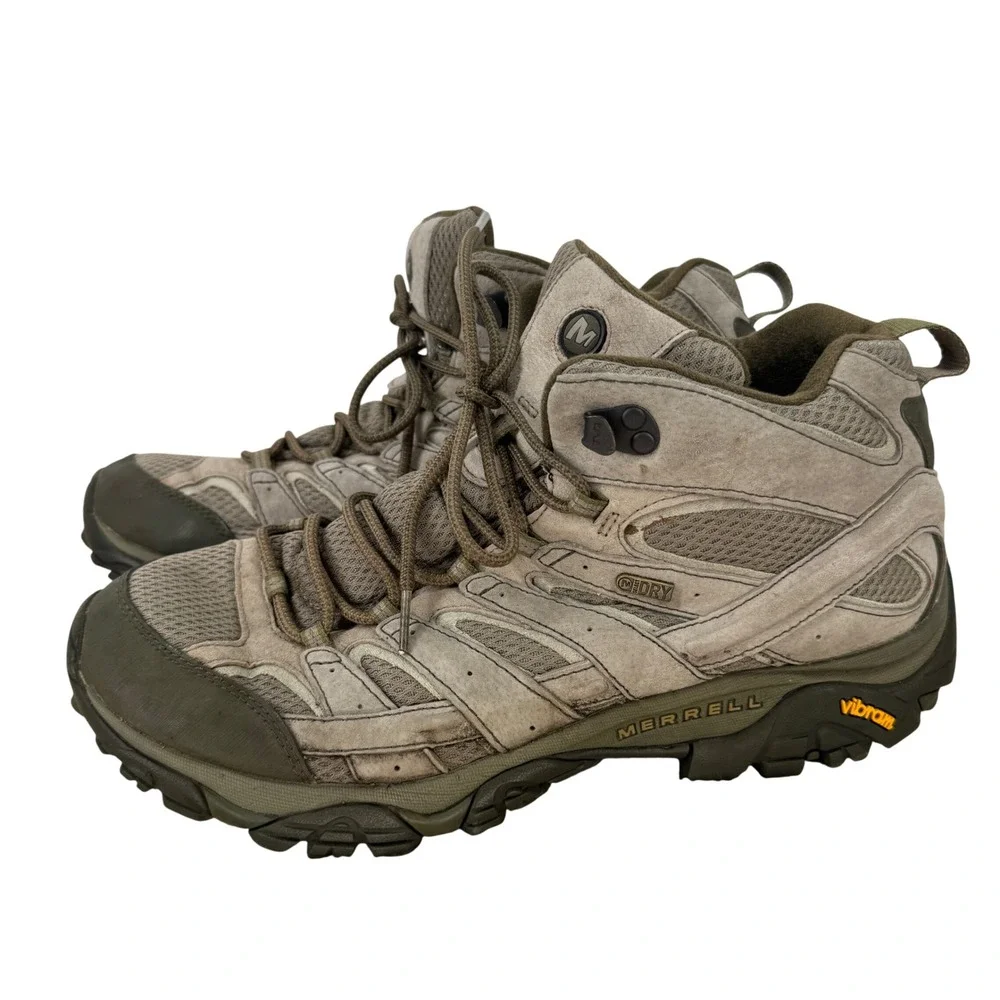 Merrell Moab 2 Mid Waterproof Hiking Boots Dusty Olive Mens 12 J06065 Vibram